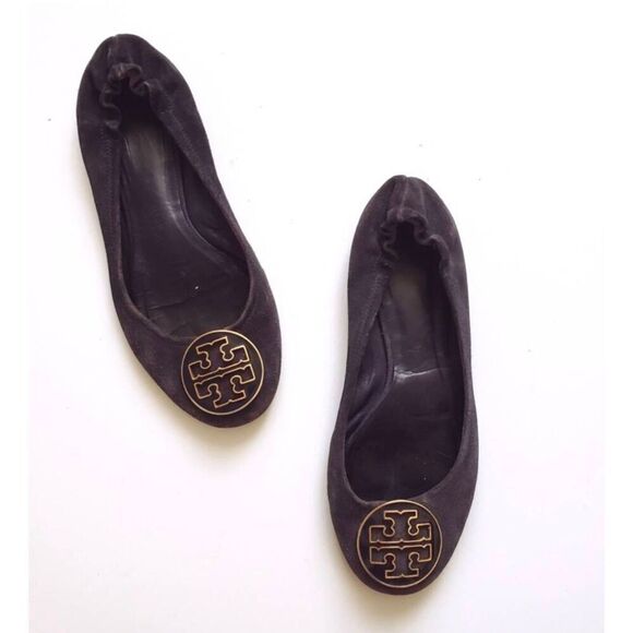 TORY BURCH Reva Navy Suede Ballet Flat Size 8.5M - Picture 1 of 9